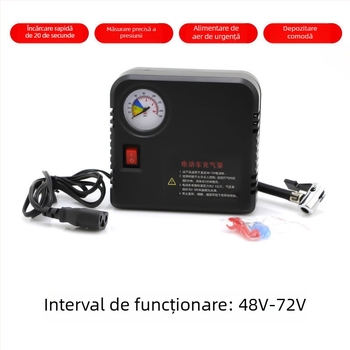 Pompa de aer electric portabilă cu doi cilindri pentru motociclete, 48V/60V/72V, afișaj digital