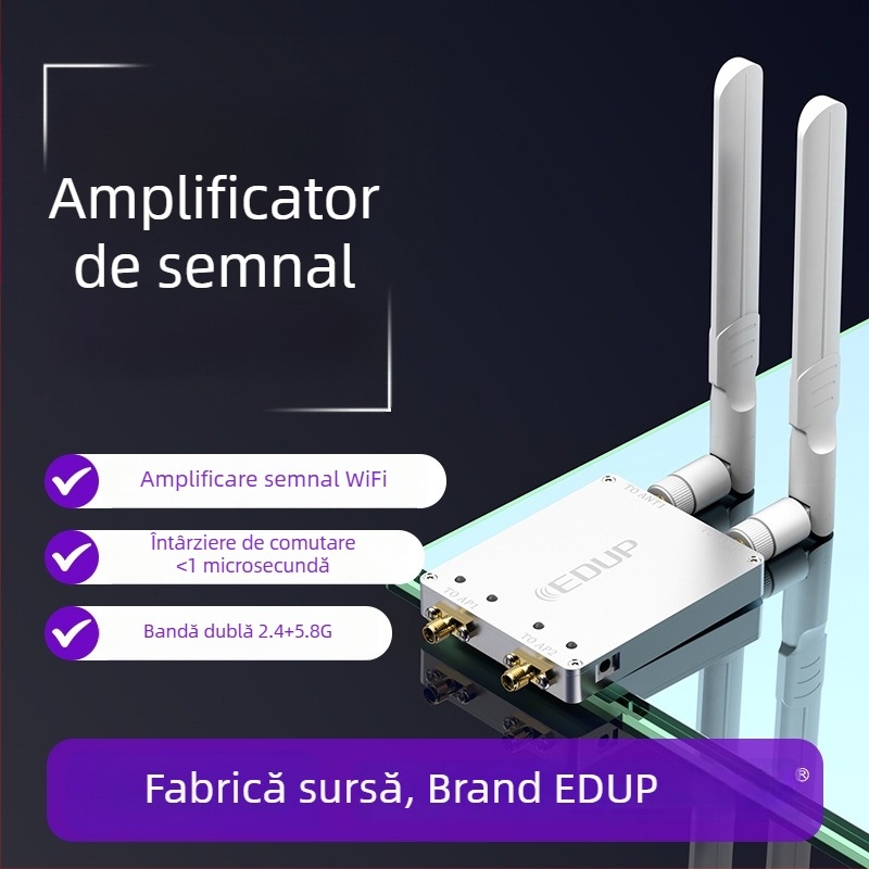 Amplificator de semnal cu canal dual pentru routere și plăci de rețea, 2,4/5,8 GHz, ieșire 4W, compatibil cu 802.11n