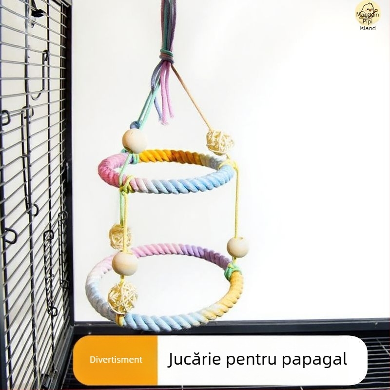 Cuier pentru papagal din sfoară de bumbac rotativ pentru cățărare — origine: Shandong; vârstă: Adult; importat: Nu; specie: Pasăre