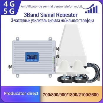 Amplificator de semnal pentru GSM/DCS/NR3/4G/5G – 800–2600 MHz, rețea GSM/DCS/WCDMA/2G/3G/4G/5G, acoperire 200–1000 ping, greutate 1 kg, model gsm/3g/dcs