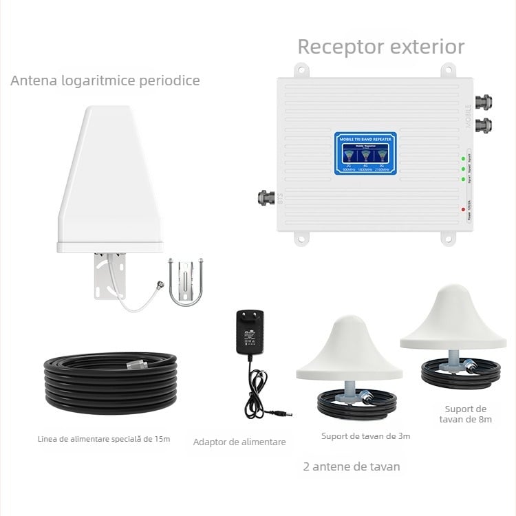 Amplificator de semnal pentru GSM/DCS/NR3/4G/5G – 800–2600 MHz, rețea GSM/DCS/WCDMA/2G/3G/4G/5G, acoperire 200–1000 ping, greutate 1 kg, model gsm/3g/dcs