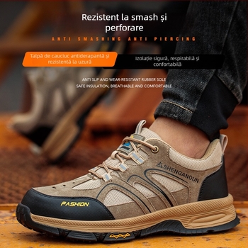 Pantofi de protecție pentru șantier, cu înălțime joasă, rezistenți la perforare și lovire, material țesut dens, protecție din plastic a degetelor