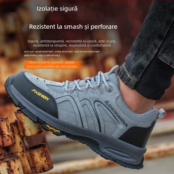 Pantofi de protecție pentru șantier, cu înălțime joasă, rezistenți la perforare și lovire, material țesut dens, protecție din plastic a degetelor