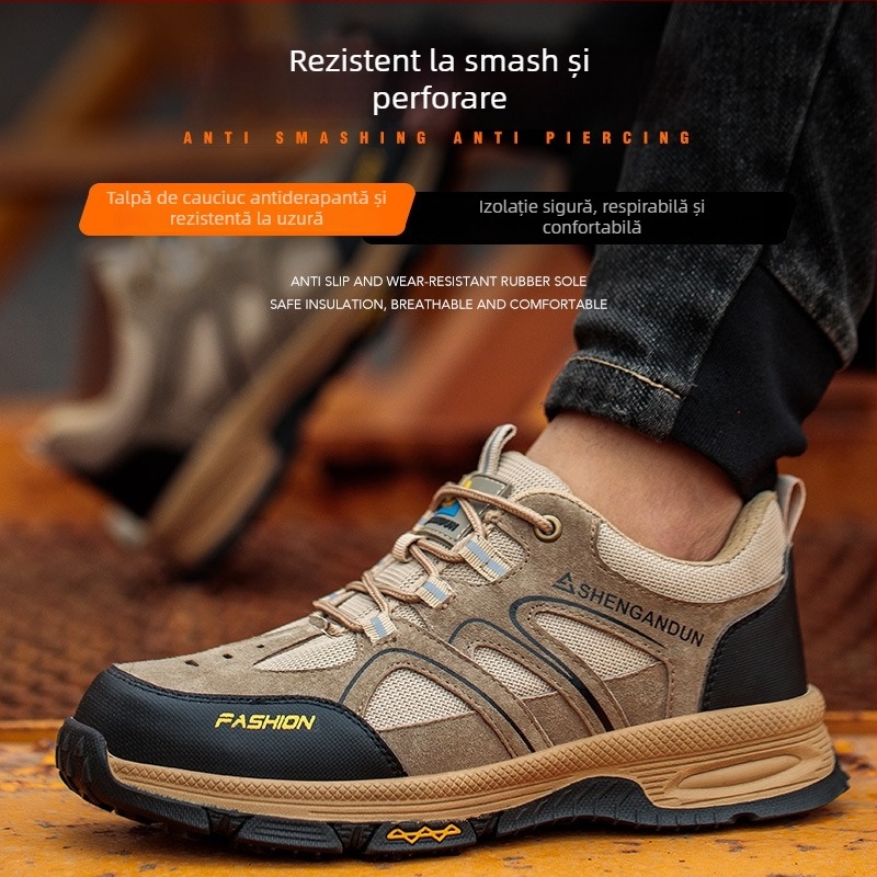 Pantofi de protecție pentru șantier, cu înălțime joasă, rezistenți la perforare și lovire, material țesut dens, protecție din plastic a degetelor