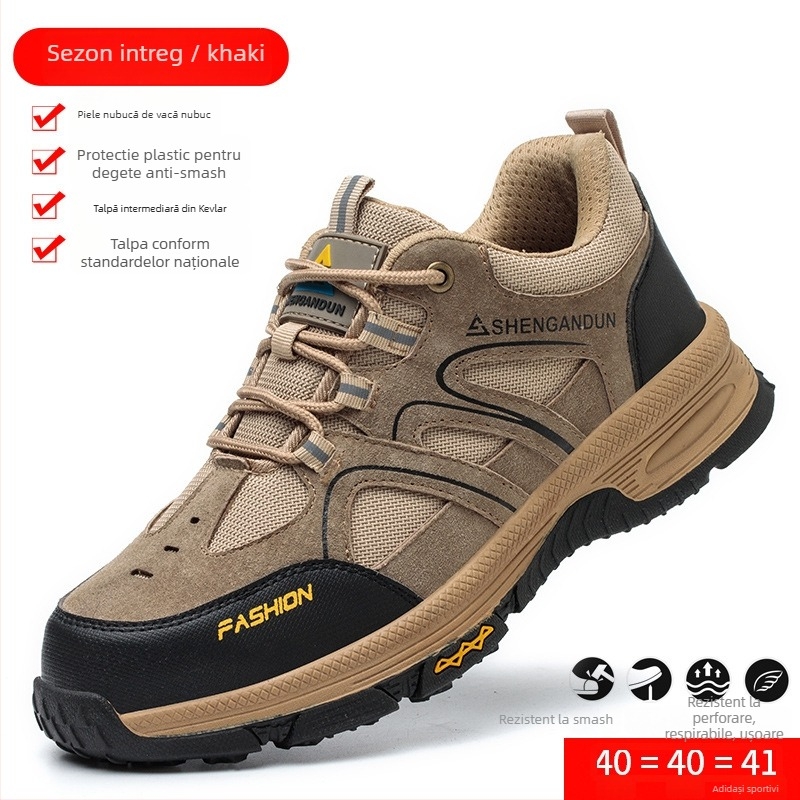 Pantofi de protecție pentru șantier, cu înălțime joasă, rezistenți la perforare și lovire, material țesut dens, protecție din plastic a degetelor