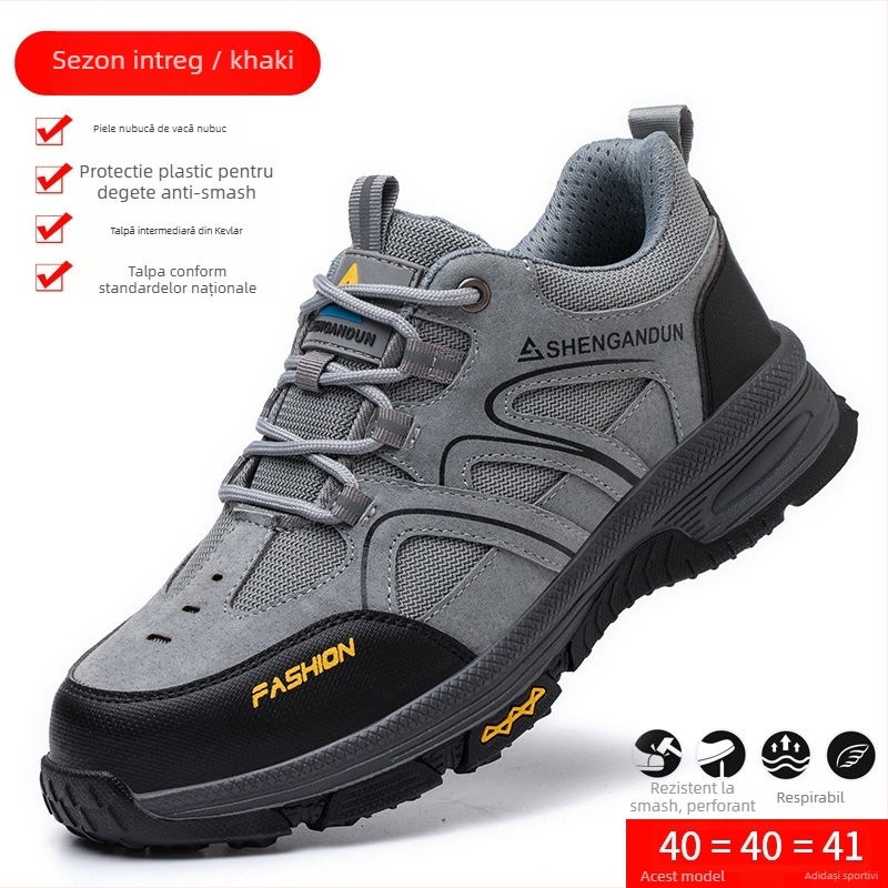 Pantofi de protecție pentru șantier, cu înălțime joasă, rezistenți la perforare și lovire, material țesut dens, protecție din plastic a degetelor