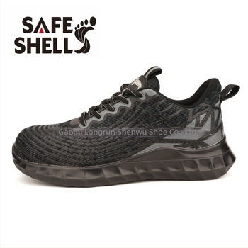 Pantofi de lucru antiderapanti și rezistenți la perforare, cu vârf din oțel, partea superioară din plasă tricotată respirabilă, încălțăminte de protecție de înălime medie