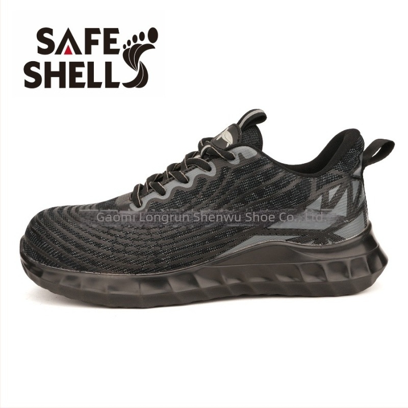 Pantofi de lucru antiderapanti și rezistenți la perforare, cu vârf din oțel, partea superioară din plasă tricotată respirabilă, încălțăminte de protecție de înălime medie