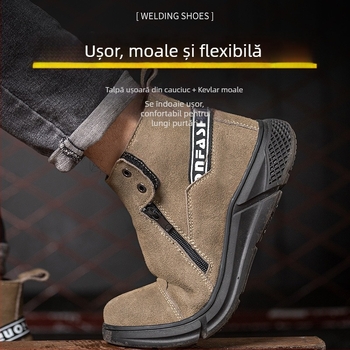 Pantofi de protecție Lu Quan: antișoc și anti-perforație, protecție la perforare, piele de vițel cu căptușeală fleece