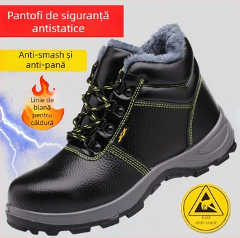 Încălțăminte de protecție pentru muncă cu vârf din oțel – anti-șoc, anti-perforație, anti-static, izolați; piele de viței embossată + talpă PU