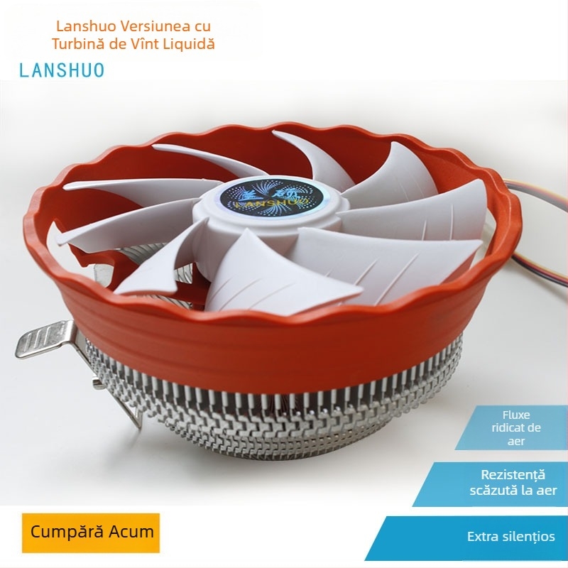 Radiator CPU Swirl versiune, aliaj cupru-aluminiu, răcire cu aer, 2 țevi de transfer termic, USB porturi: 2