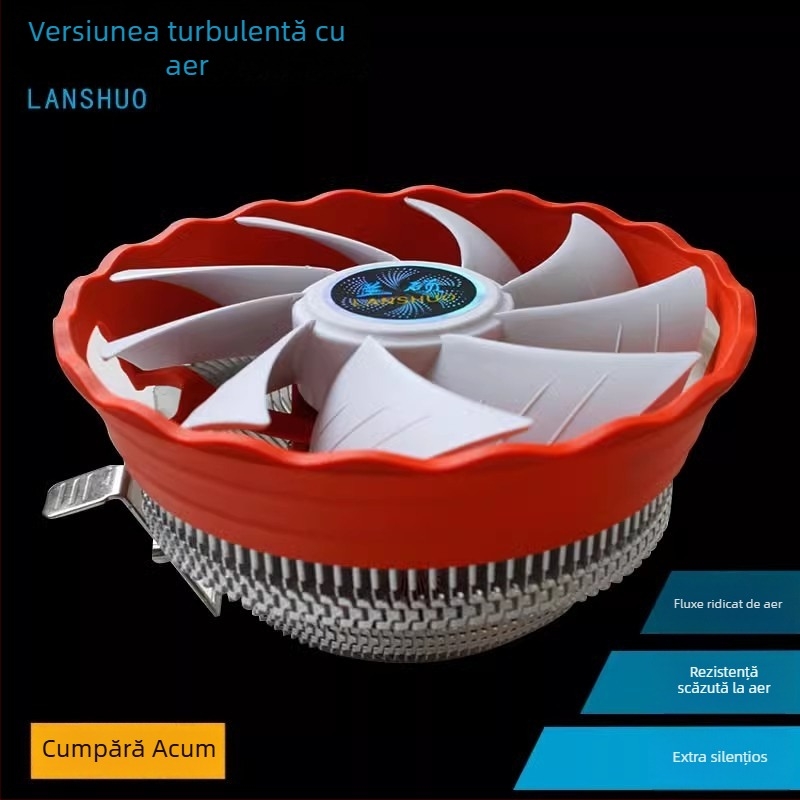 Radiator CPU Swirl versiune, aliaj cupru-aluminiu, răcire cu aer, 2 țevi de transfer termic, USB porturi: 2