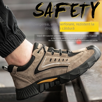 Încălțăminte de protecție pentru muncă cu vârf din oțel, anti-perforație, anti-strivire, rezistentă la uzură, gleznă joasă