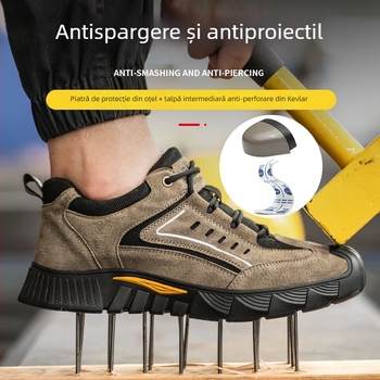 Încălțăminte de protecție pentru muncă cu vârf din oțel, anti-perforație, anti-strivire, rezistentă la uzură, gleznă joasă