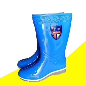 Jun Jing Cizme de ploaie pentru femei impermeabile, anti-alunecare, de lucru, din PVC, cu căptușeală uscată rapid