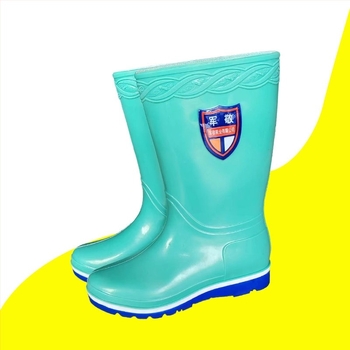 Jun Jing Cizme de ploaie pentru femei impermeabile, anti-alunecare, de lucru, din PVC, cu căptușeală uscată rapid