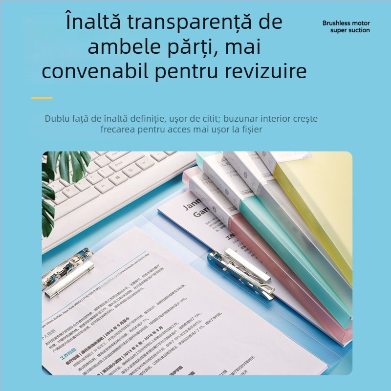 Dosar PP Yaxing cu clemă puternică și clemă pe placă, finisaj mat rezistent la apă, fără imprimare