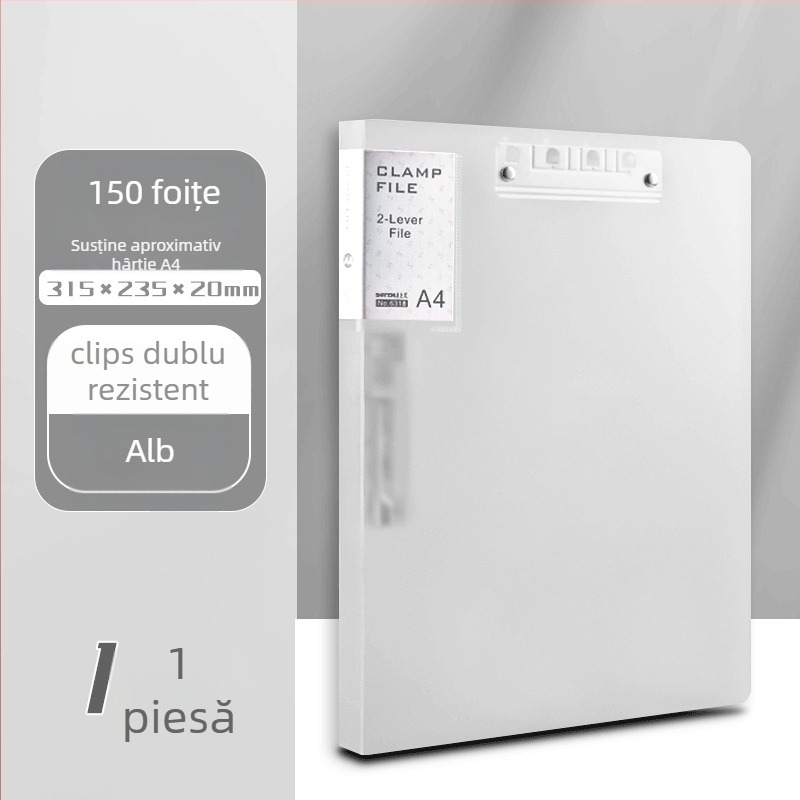 Dosar PP Yaxing cu clemă puternică și clemă pe placă, finisaj mat rezistent la apă, fără imprimare