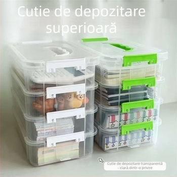 Cutie de depozitare pentru blocuri de construit, compartimente divizate, textură lemnoasă, stil japonez, 18 L, polipropilenă (PP)