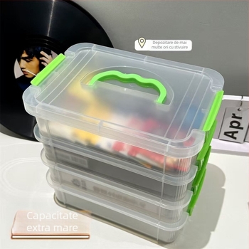 Cutie de depozitare pentru blocuri de construit, compartimente divizate, textură lemnoasă, stil japonez, 18 L, polipropilenă (PP)