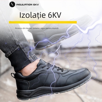 Pantofi de protecție izolați 6KV, anti-șoc și anti-perforație, partea superioară din microfibră respirabilă, vârf din oțel