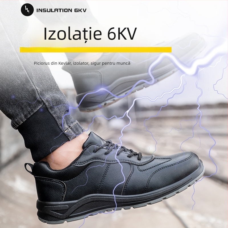 Pantofi de protecție izolați 6KV, anti-șoc și anti-perforație, partea superioară din microfibră respirabilă, vârf din oțel