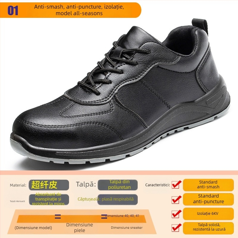 Pantofi de protecție izolați 6KV, anti-șoc și anti-perforație, partea superioară din microfibră respirabilă, vârf din oțel