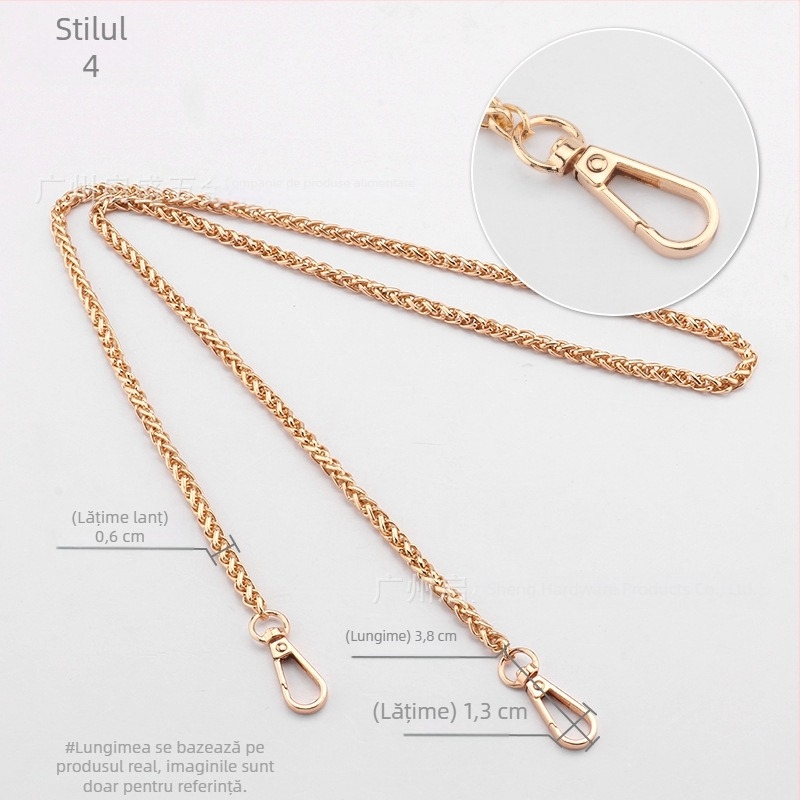 Geantă crossbody cu curea din lanț răsucit, lanț metalic de înlocuire, finisaj vopsit, Qisheng hardware, personalizabilă