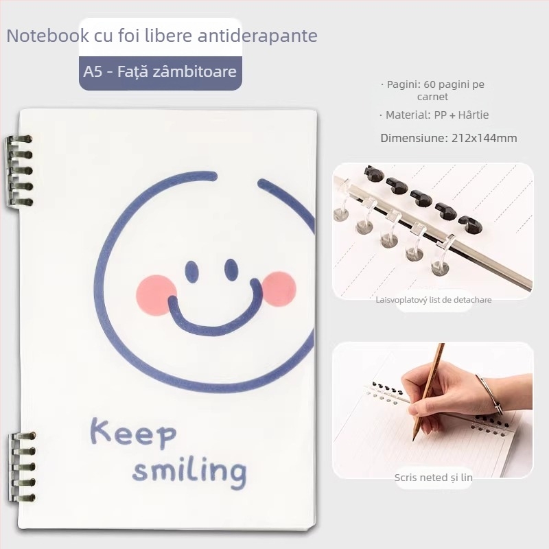 Qiaoguan caiet cu copertă PP, foi detașabile, hârtie din pulpă de lemn 80 g/m²