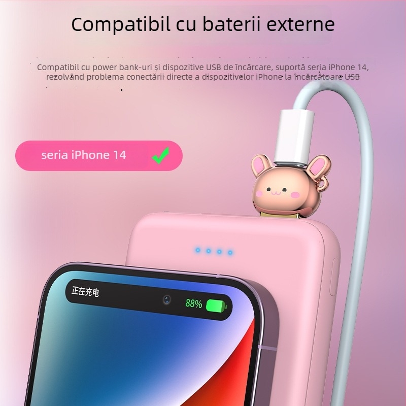 Adaptor din aliaj de zinc cu design de iepuraș desenat: Type-C către USB-A, USB-A masculin către Type-C femel; compatibil cu unele dispozitive Apple