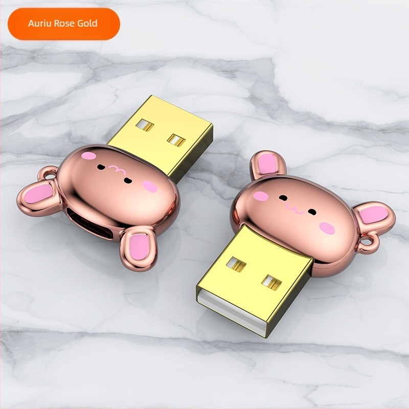 Adaptor din aliaj de zinc cu design de iepuraș desenat: Type-C către USB-A, USB-A masculin către Type-C femel; compatibil cu unele dispozitive Apple
