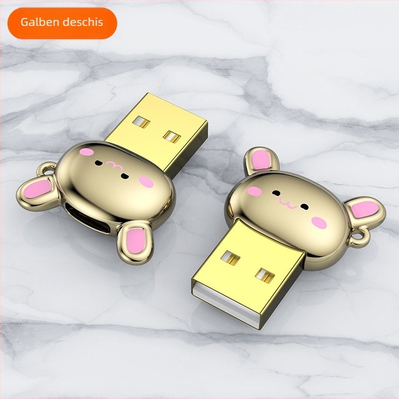Adaptor din aliaj de zinc cu design de iepuraș desenat: Type-C către USB-A, USB-A masculin către Type-C femel; compatibil cu unele dispozitive Apple