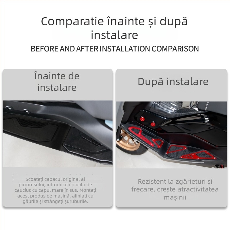 SHARK POWER NMAX155 Pedal frontal din aliaj de aluminiu, finis șlefuit, garnituri din cauciuc anti-alunecare și protecție împotriva căderilor