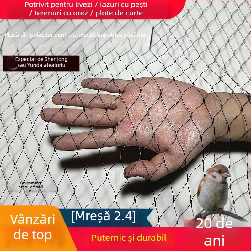 Plasă din poliester anti-păsări pentru seră, iazuri cu pești, livezi și terenuri agricole – protecție din plasă