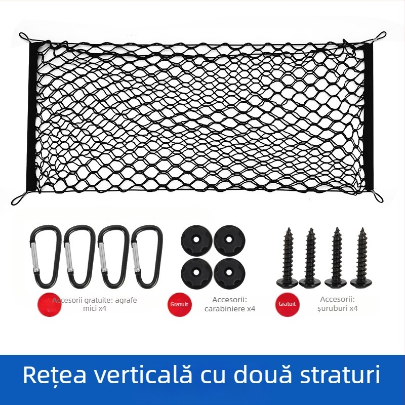 Plasă de bagaje pentru portbagajul din spate, retractabilă, personalizabilă, imprimare de logo posibilă, pentru consolă centrală universală