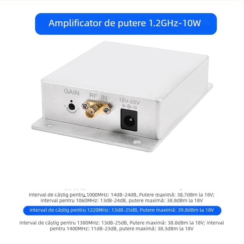 Amplificator wireless de semnal pentru drone 1.2G/1.4G — 10W putere, câștig reglabil, îmbunătirea transmisiei imaginilor