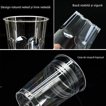 Pahar din plastic, de unică folosință, transparent, de calitate alimentară, gros, cristal, pentru bere și ceai