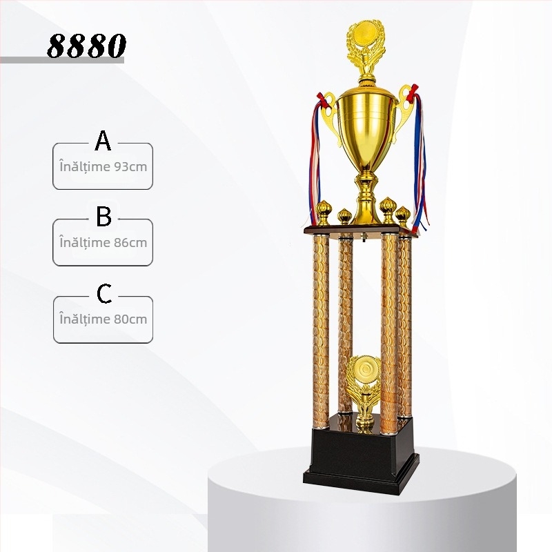 Trofeu geometric din aliaj pentru sporturi de echipă — design modern minimalist, potrivit pentru premii la fotbal, baschet, taekwondo și școală de dans; cadouri corporative și pentru conferințe