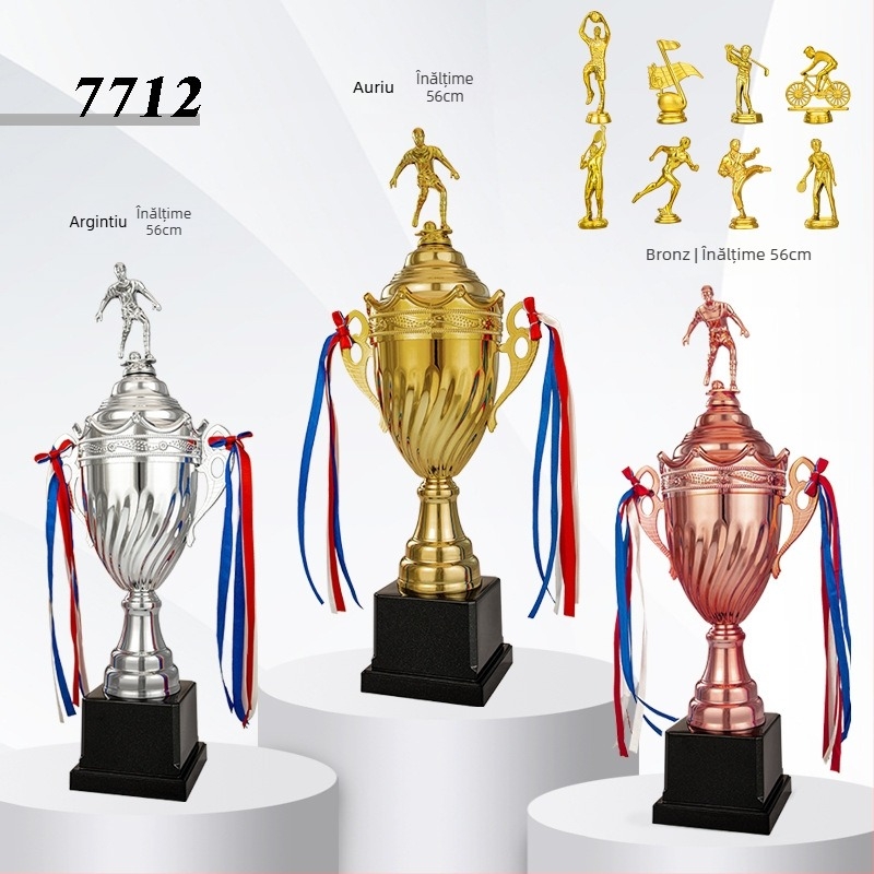 Trofeu geometric din aliaj pentru sporturi de echipă — design modern minimalist, potrivit pentru premii la fotbal, baschet, taekwondo și școală de dans; cadouri corporative și pentru conferințe