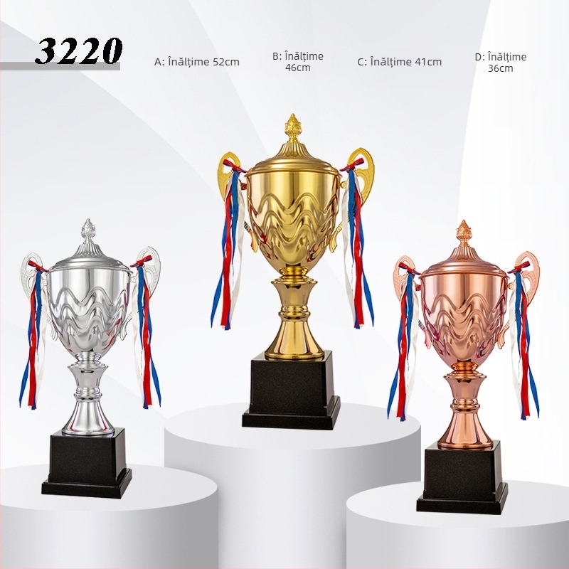 Trofeu geometric din aliaj pentru sporturi de echipă — design modern minimalist, potrivit pentru premii la fotbal, baschet, taekwondo și școală de dans; cadouri corporative și pentru conferințe