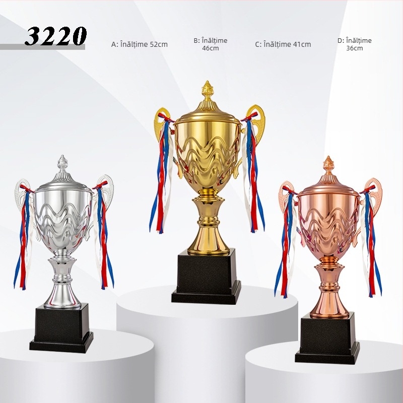 Trofeu geometric din aliaj pentru sporturi de echipă — design modern minimalist, potrivit pentru premii la fotbal, baschet, taekwondo și școală de dans; cadouri corporative și pentru conferințe