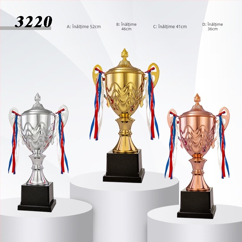 Trofeu geometric din aliaj pentru sporturi de echipă — design modern minimalist, potrivit pentru premii la fotbal, baschet, taekwondo și școală de dans; cadouri corporative și pentru conferințe