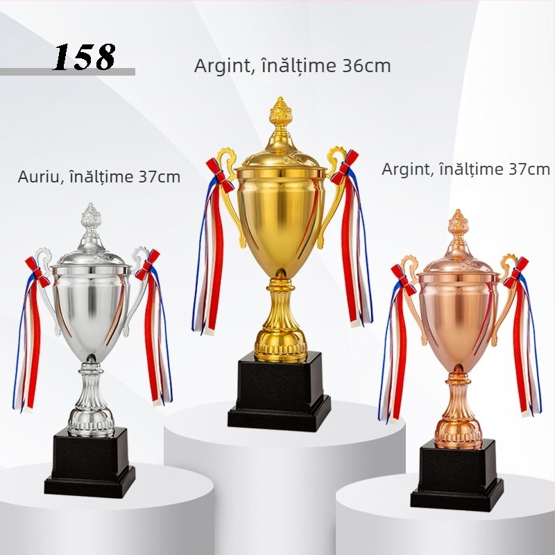 Trofeu geometric din aliaj pentru sporturi de echipă — design modern minimalist, potrivit pentru premii la fotbal, baschet, taekwondo și școală de dans; cadouri corporative și pentru conferințe