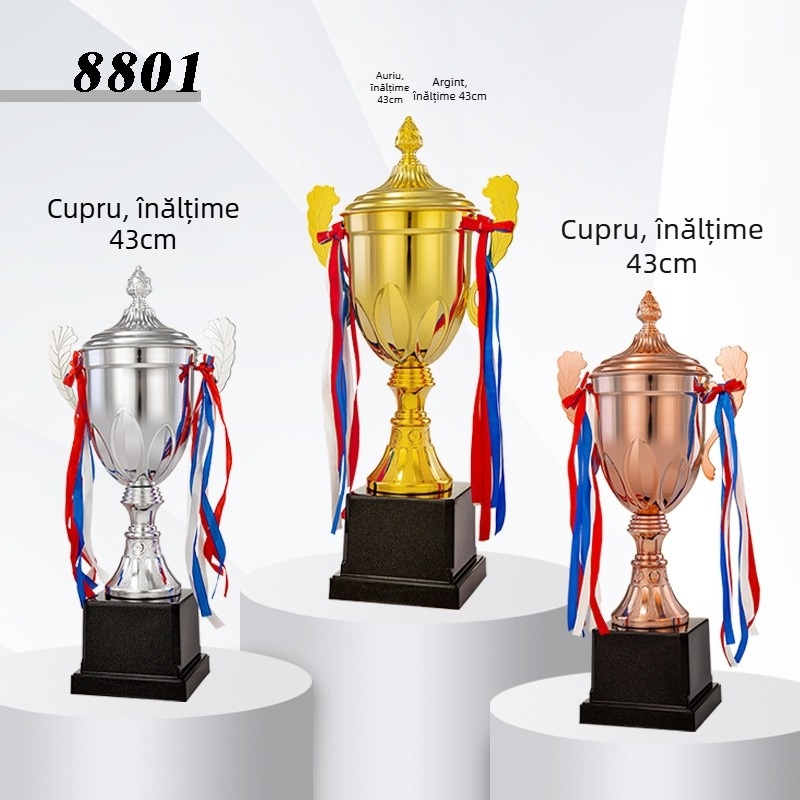 Trofeu geometric din aliaj pentru sporturi de echipă — design modern minimalist, potrivit pentru premii la fotbal, baschet, taekwondo și școală de dans; cadouri corporative și pentru conferințe