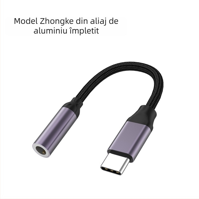 Adaptor Type-C 2-în-1 cu jack audio de 3,5 mm și suport USB 3.0 OTG pentru disc, compatibil cu iPhone 15/16, Huawei, Samsung, Honor, Xiaomi, Oppo, Vivo