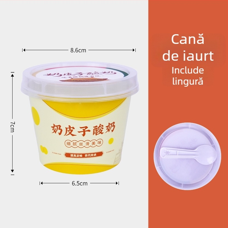 Cupe de iaurt din plastic PP, de unică folosință, cu serigrafie, capac acoperit, imprimare logo, Stiluri 1-4