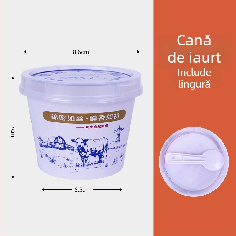 Cupe de iaurt din plastic PP, de unică folosință, cu serigrafie, capac acoperit, imprimare logo, Stiluri 1-4