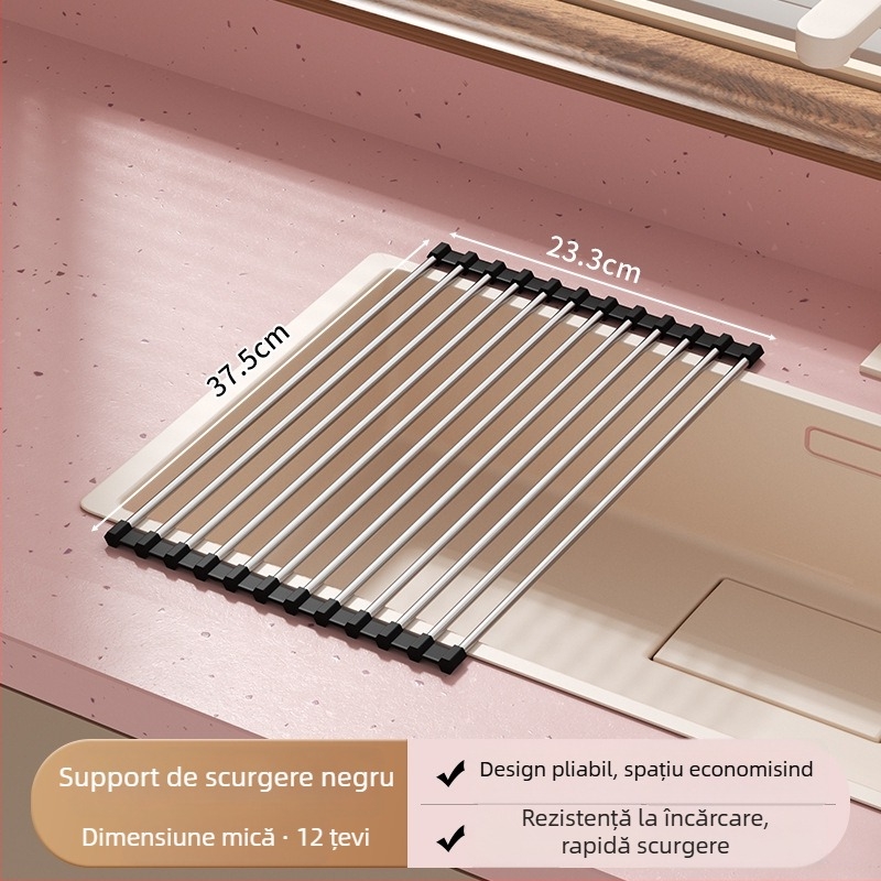 Suport pliabil pentru farfurii din oțel inoxidabil cu tavă de drenaj din silicon — Jia Zhi Wang Drain Rack