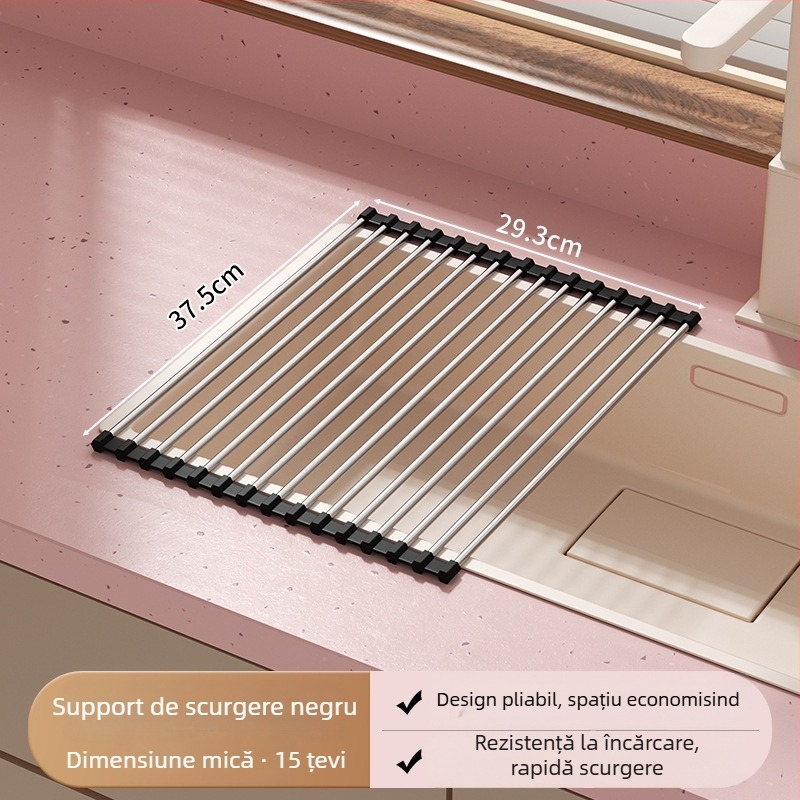 Suport pliabil pentru farfurii din oțel inoxidabil cu tavă de drenaj din silicon — Jia Zhi Wang Drain Rack