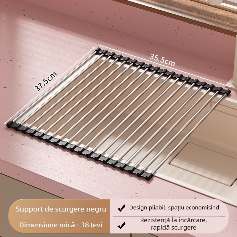 Suport pliabil pentru farfurii din oțel inoxidabil cu tavă de drenaj din silicon — Jia Zhi Wang Drain Rack